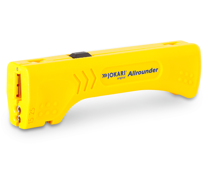 JOKARI Cable Stripper Allrounder for stripping round cables 4 - 15 mm Ø, flat cables up to 15 mm wide, flexible conductors 1.5 - 50 mm2